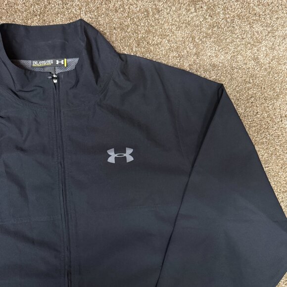 Under Armour Vital Woven Warm-Up Jacket Mens 2XL Black Mesh Lined Workout Loose - Picture 3 of 16
